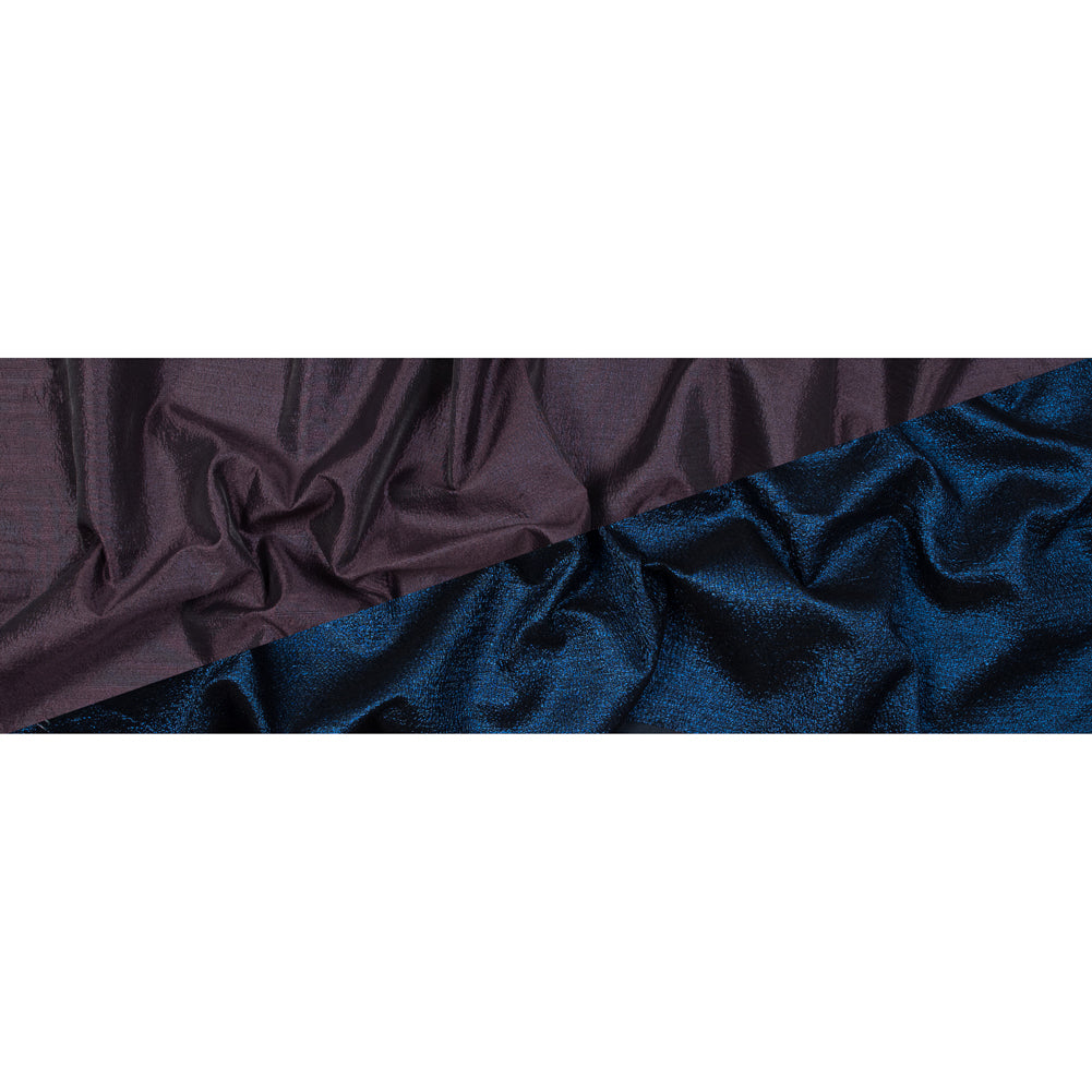Blue and Aubergine Luxury Metallic Brocade - Folded