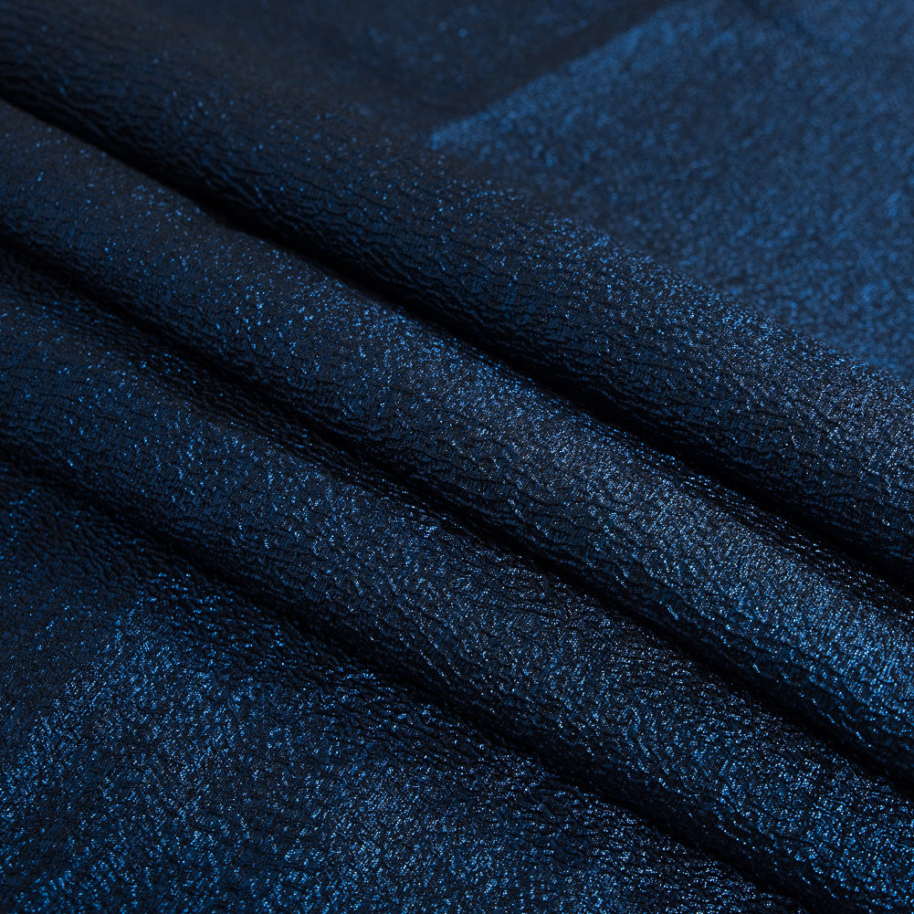 Blue and Aubergine Luxury Metallic Brocade - Detail