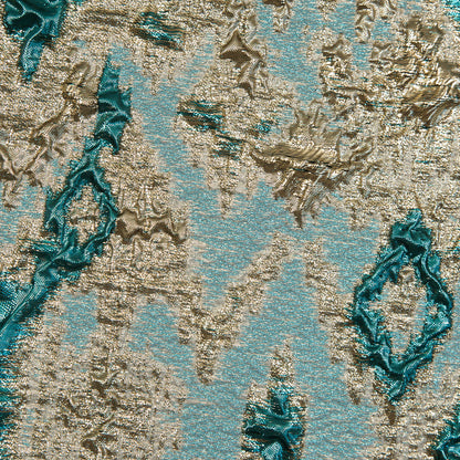 Teal and Gold Luxury Geometric Metallic Brocade - Full