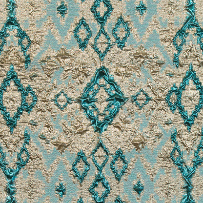 Teal and Gold Luxury Geometric Metallic Brocade