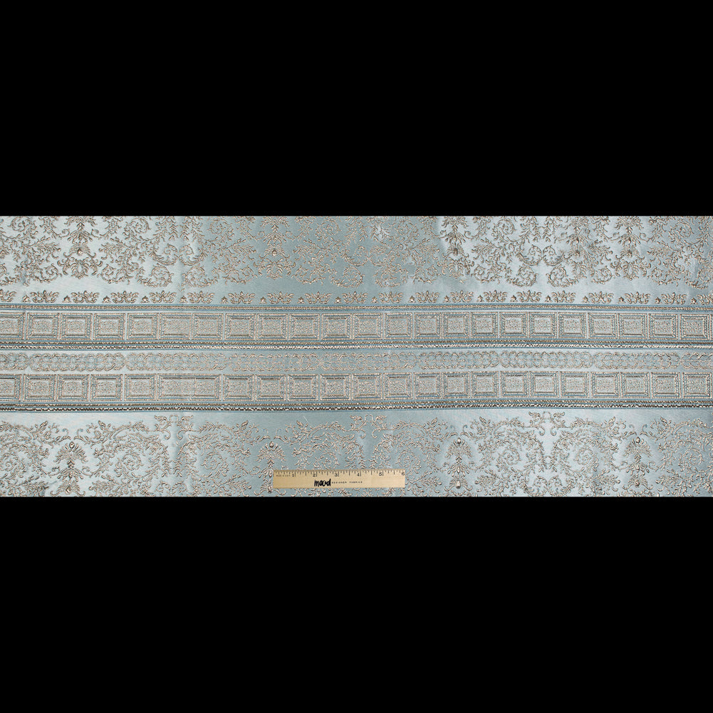 Pale Blue and Gold Luxury Classical Metallic Brocade Folded