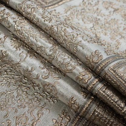 Beige and Gold Luxury Classical Metallic Brocade - Detail