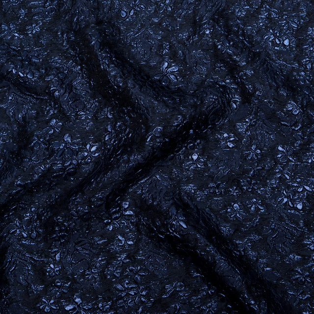 Navy and Royal Blue Luxury Floral Metallic Brocade