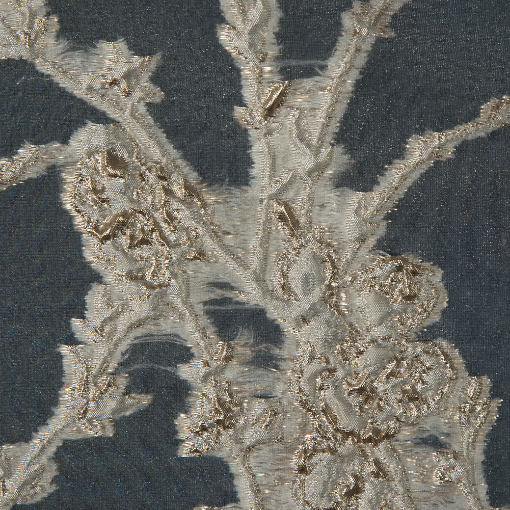 Beige and Metallic Gold Luxury Floral Burnout Brocade - Full