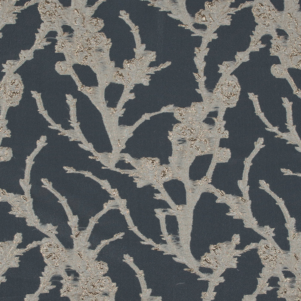 Beige and Metallic Gold Luxury Floral Burnout Brocade