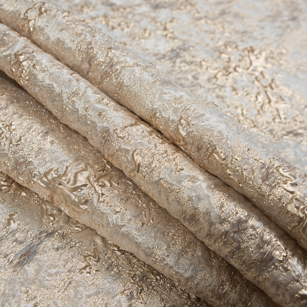 Beige and Gold Luxury Abstract Metallic Brocade Detail