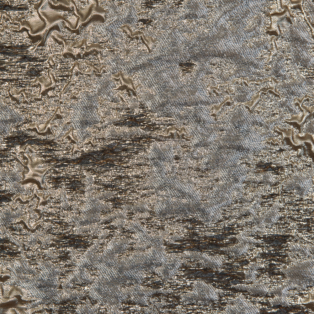 Gray and Gold Luxury Abstract Metallic Brocade - Full