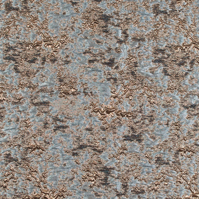 Stone Blue and Antique Gold Luxury Abstract Metallic Brocade