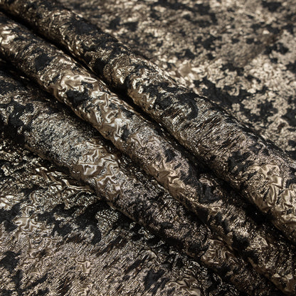 Black and Gold Luxury Abstract Metallic Brocade - Detail