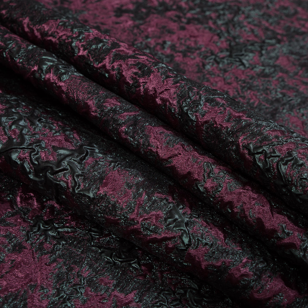 Bordeaux and Forest Luxury Abstract Metallic Brocade Detail