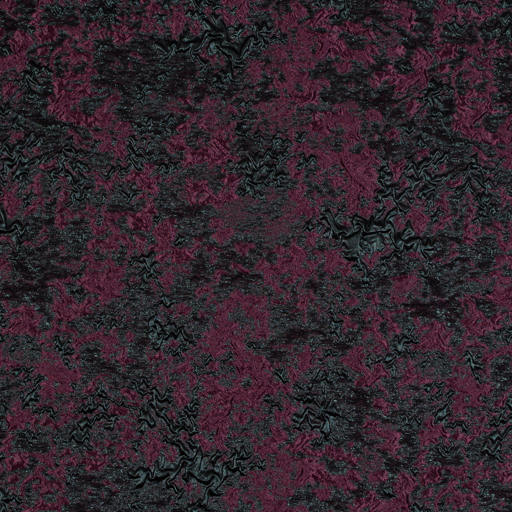 Bordeaux and Forest Luxury Abstract Metallic Brocade