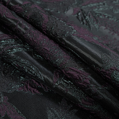 Aubergine and Forest Green Luxury Floral Metallic Brocade Detail