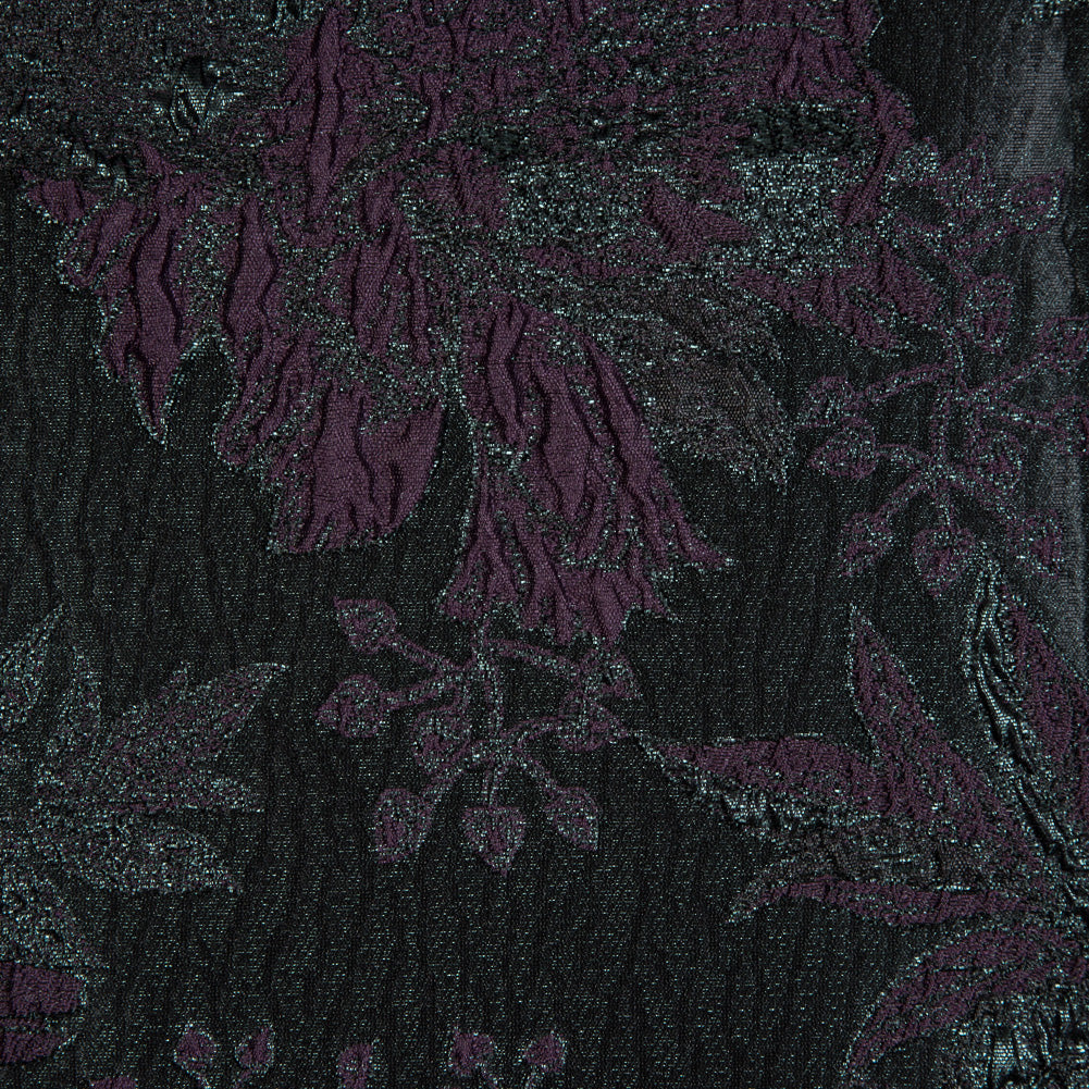 Aubergine and Forest Green Luxury Floral Metallic Brocade Full