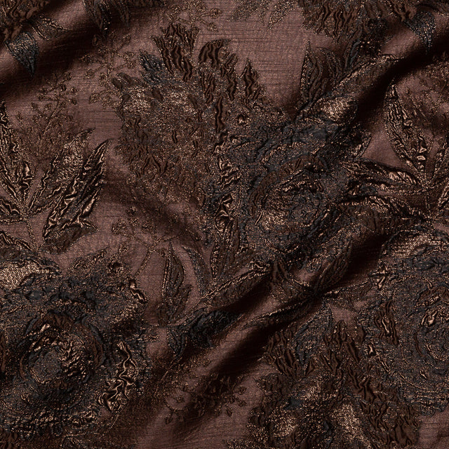 Brown Luxury Floral Metallic Brocade