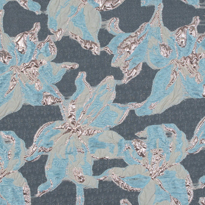 Aqua and Metallic Rose Gold Luxury Floral Burnout Brocade
