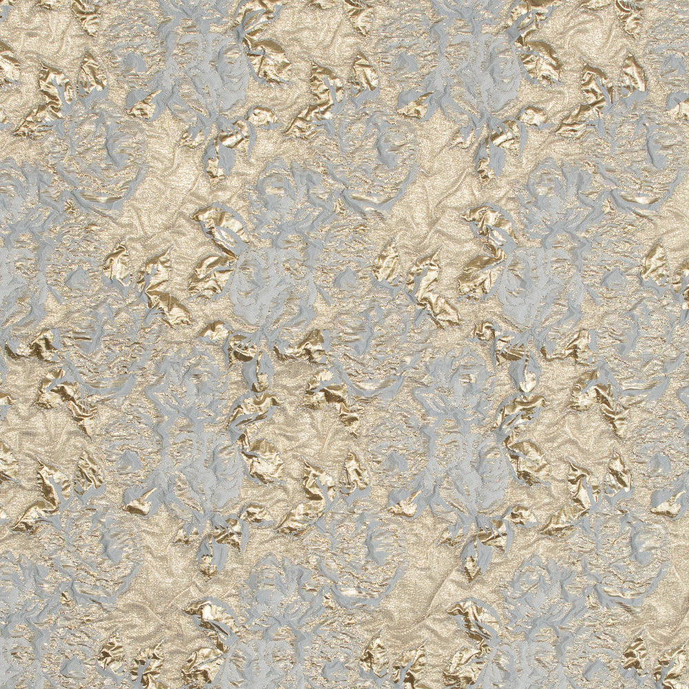 Ash Blue Luxury Floral Metallic Brocade