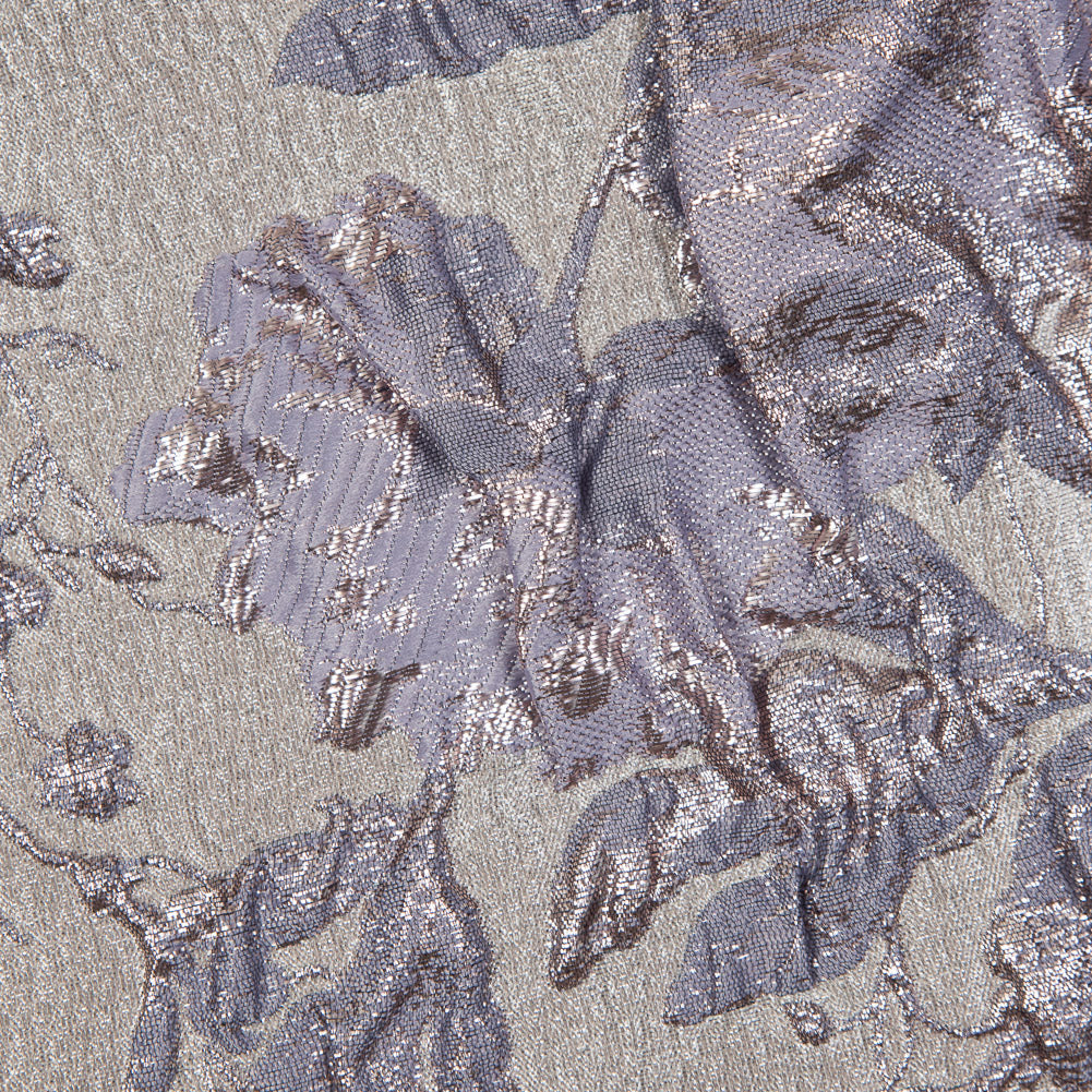 Pale Gold and Lavender Luxury Floral Metallic Brocade - Full
