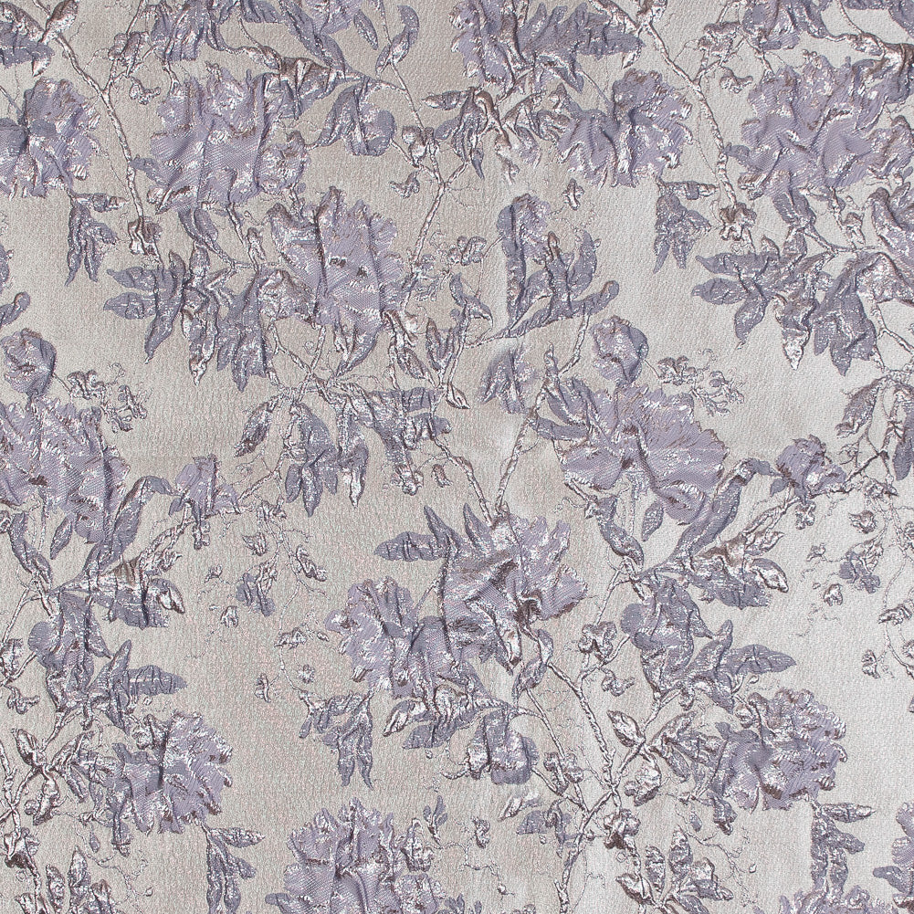 Pale Gold and Lavender Luxury Floral Metallic Brocade