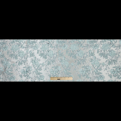 Pale Gold and Seafoam Blue Luxury Floral Metallic Brocade - Full