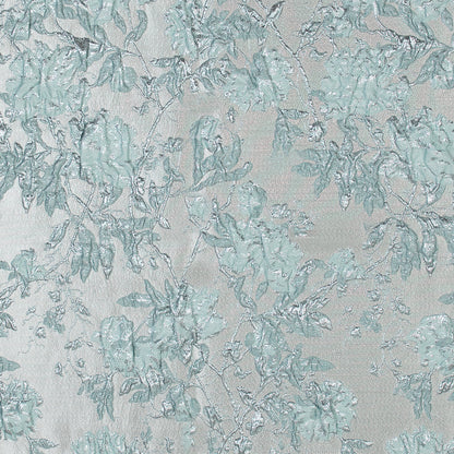 Pale Gold and Seafoam Blue Luxury Floral Metallic Brocade