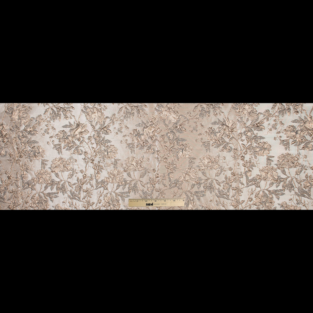 Pale Gold and Beige Luxury Floral Metallic Brocade Folded
