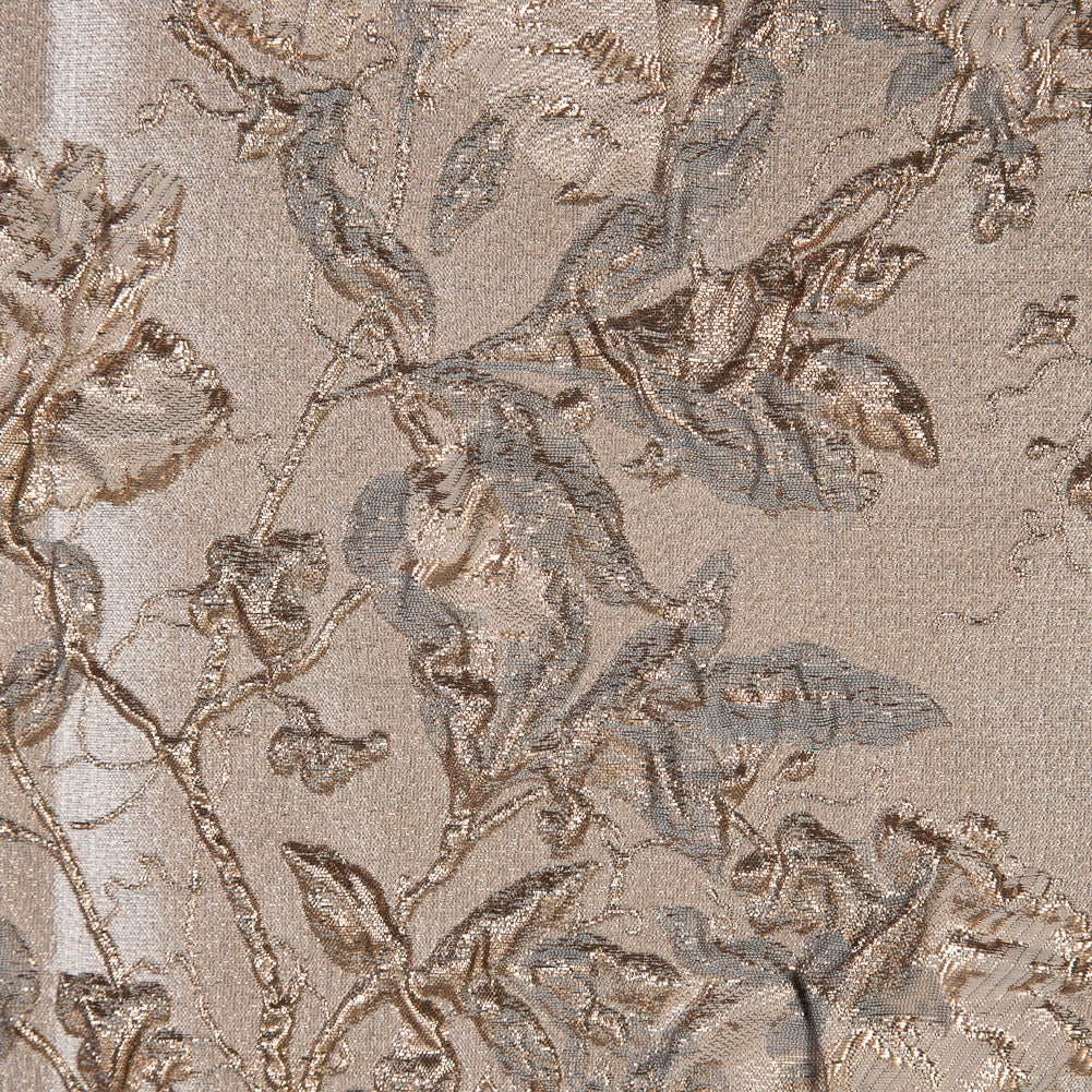Pale Gold and Beige Luxury Floral Metallic Brocade Full