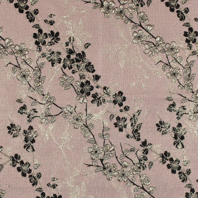 Pink, Black and Gold Luxury Floral Metallic Brocade