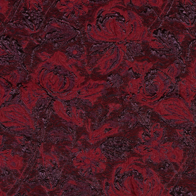 Red and Aubergine Luxury Abstract Metallic Brocade
