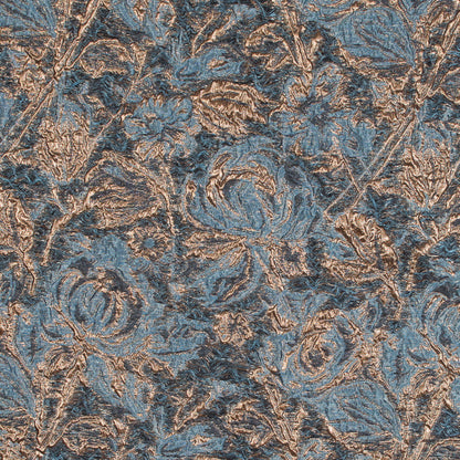 Blue and Gold Luxury Abstract Metallic Brocade
