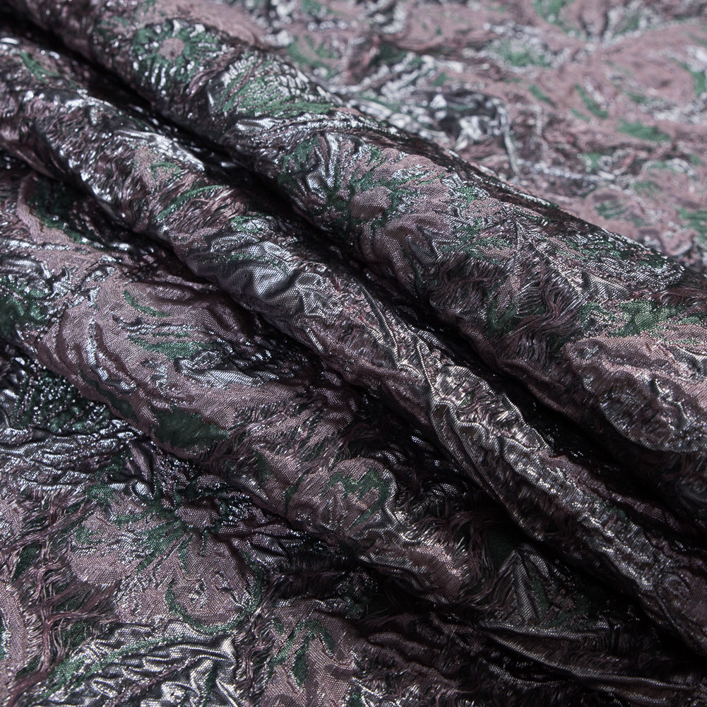 Green and Orchid Luxury Abstract Metallic Brocade Detail