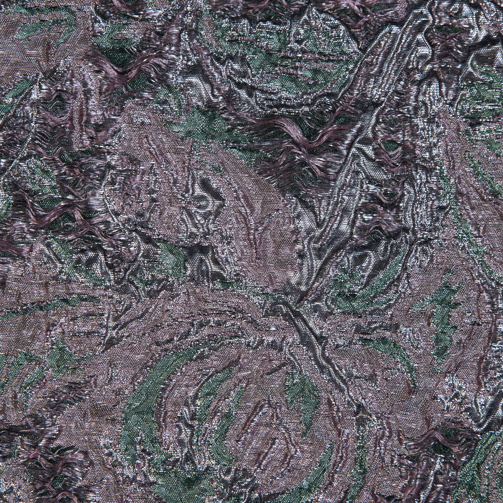 Green and Orchid Luxury Abstract Metallic Brocade Full
