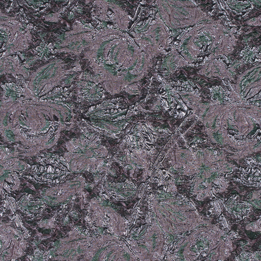Green and Orchid Luxury Abstract Metallic Brocade