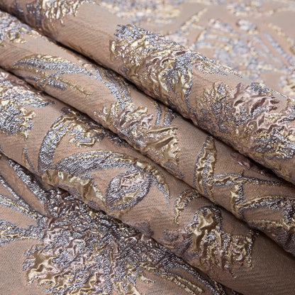 Peach Luxury Floral Metallic Brocade - Detail