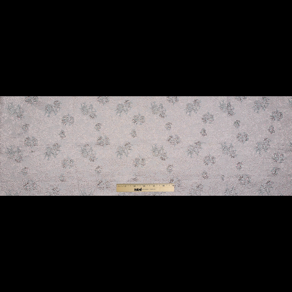 Rose Gold and Pale Blue Luxury Floral Metallic Brocade - Folded