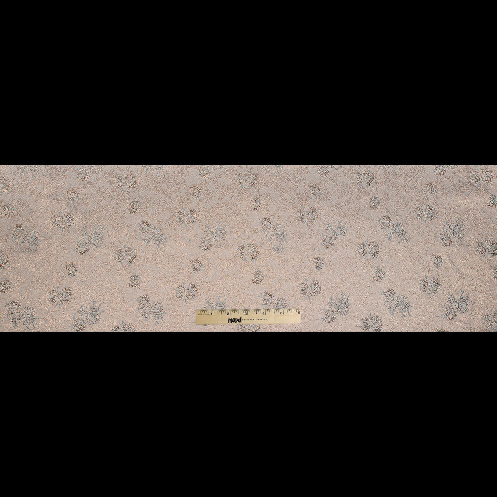 Pale Blue and Gold Luxury Floral Metallic Brocade - Folded