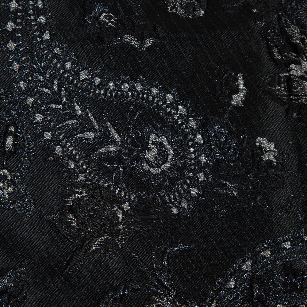 Black and Silver Luxury Paisley Metallic Brocade - Full