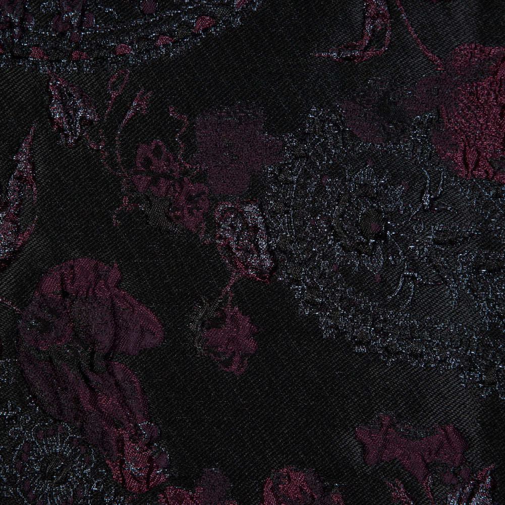 Aubergine and Black Luxury Paisley Metallic Brocade - Full
