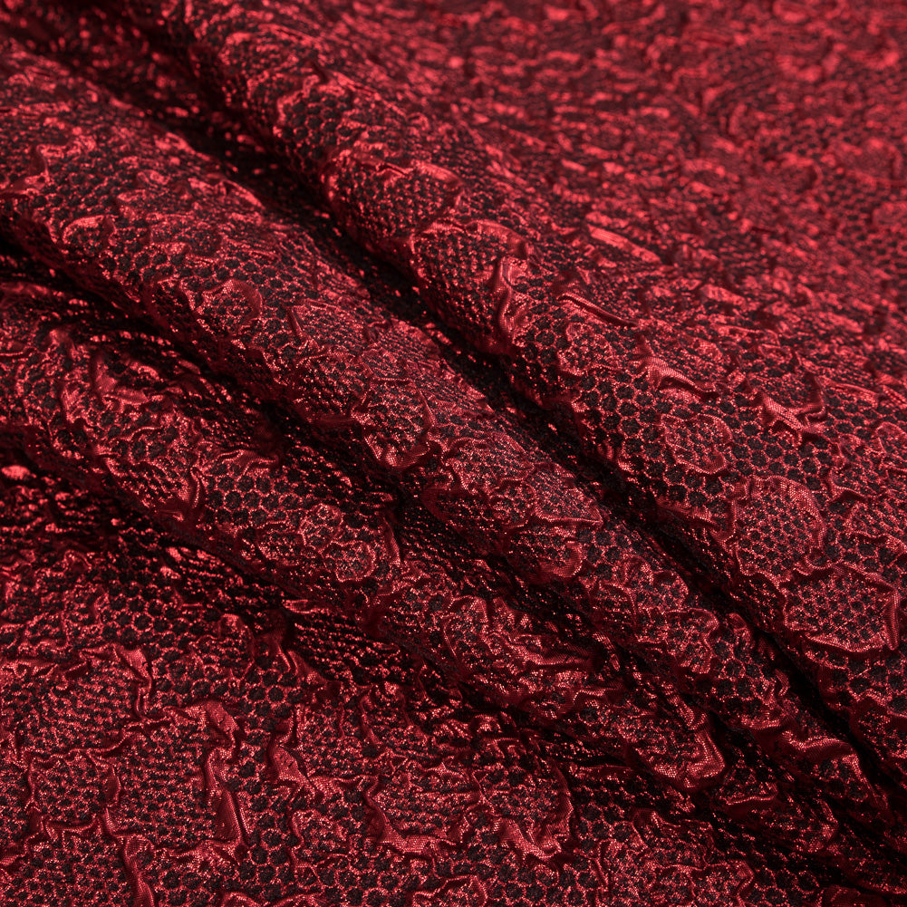 Red Luxury Floral Metallic Brocade - Detail