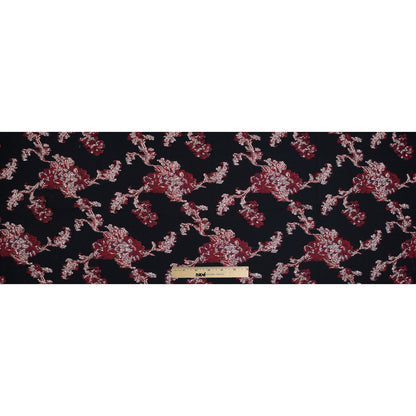 Red and Metallic Silver Luxury Abstract Burnout Brocade - Folded