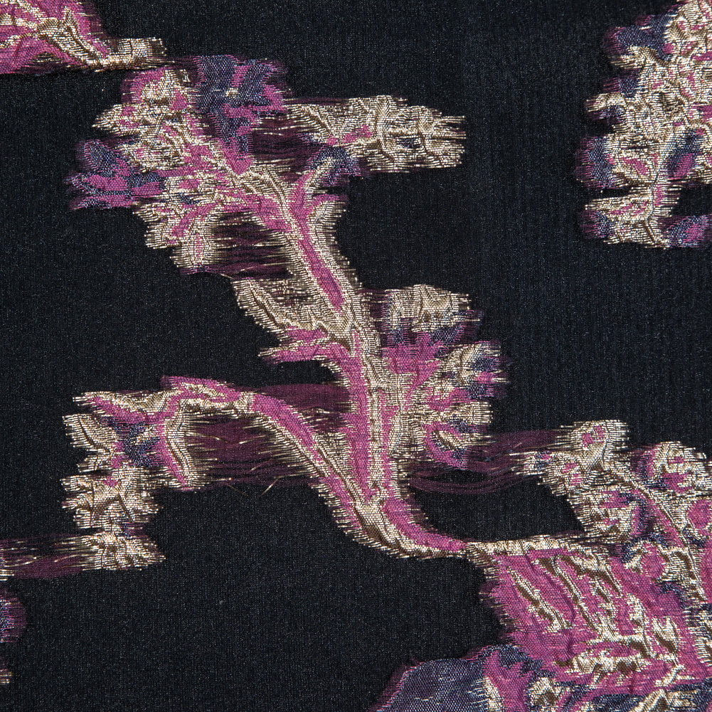 Pink, Purple and Metallic Gold Luxury Abstract Burnout Brocade Full
