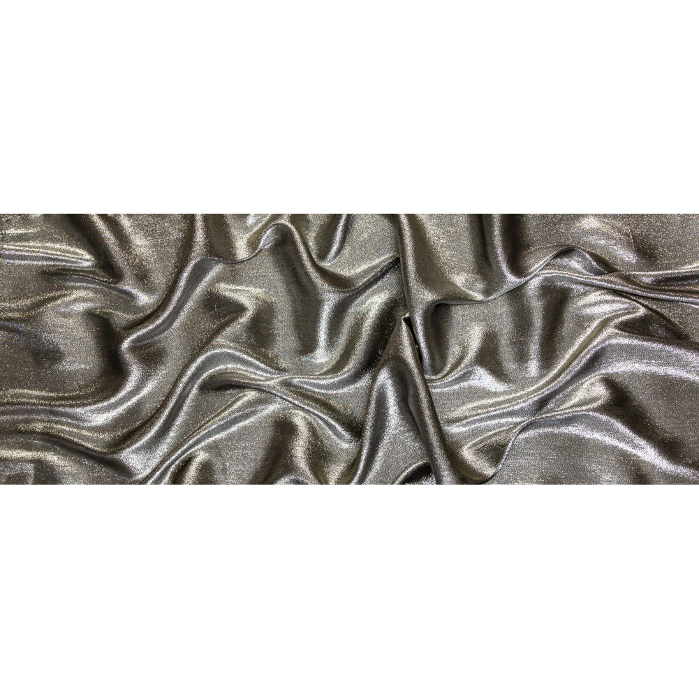Polyester Lame - Metallic Silver on Black - Ellery Collection Folded
