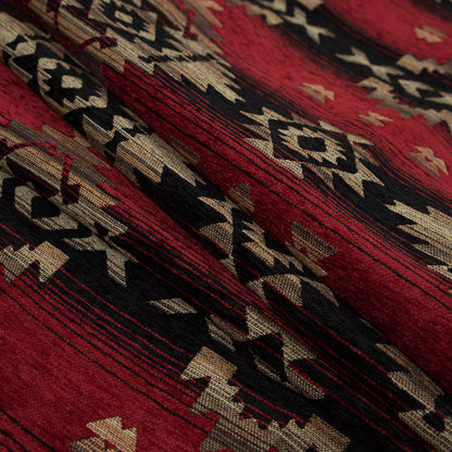 Navajo Fire Geometric Polyester Chenille - Folded