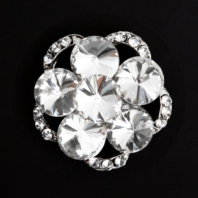 Italian Silver and Crystal Rhinestone Button - 48L/30.5mm