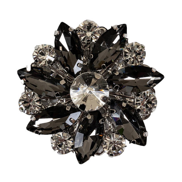 Italian Silver, Gunmetal and Crystal Rhinestone Button - 58L/37mm