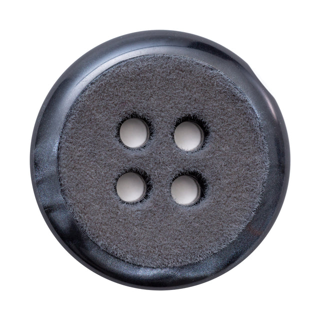 Italian Dark Charcoal 4-Hole Velvet-Faced Plastic Button - 54L/34mm