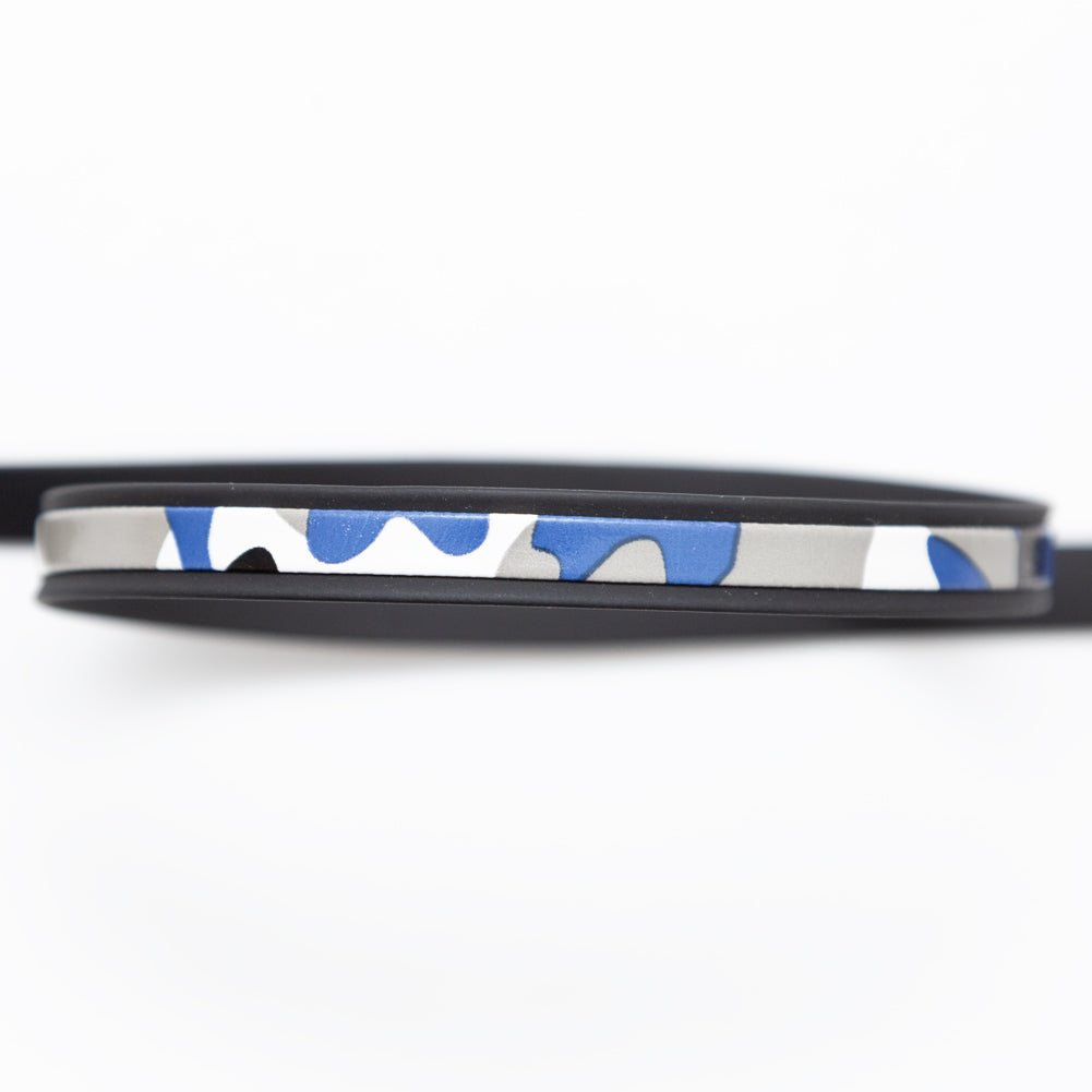 Italian Black and Blue Camouflage Vinyl Striped Rubber Trimming - 0.375" Detail