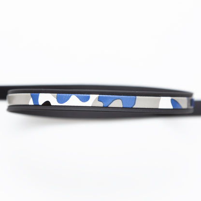 Italian Black and Blue Camouflage Vinyl Striped Rubber Trimming - 0.375" Detail