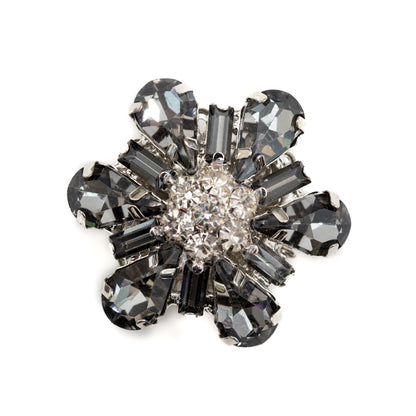 Italian Silver, Gunmetal and Crystal Rhinestone Button - 54L/34mm