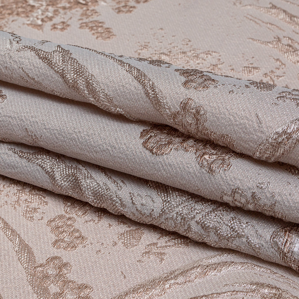 Luminous Taupe Abstract Luxury Double-Layer Organza Brocade Folded