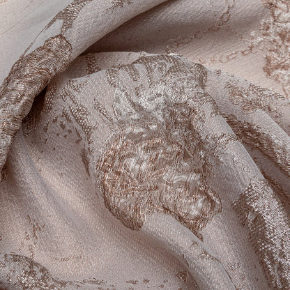 Luminous Taupe Abstract Luxury Double-Layer Organza Brocade Detail